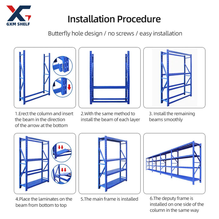 Heavy duty factory shelving unit adjustable warehouse storage rack